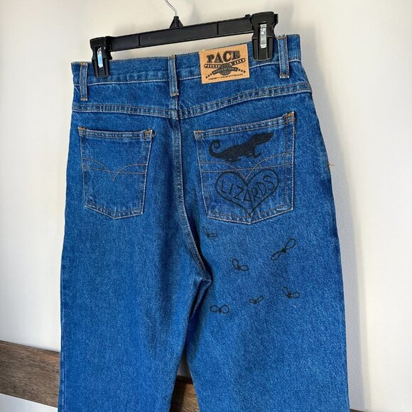 Vintage Pace Jeans Girls Husky 14 Lizards Flowers Artist - Picture 3 of 10